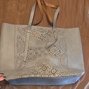 Gray Laser-Cut Tote Bag